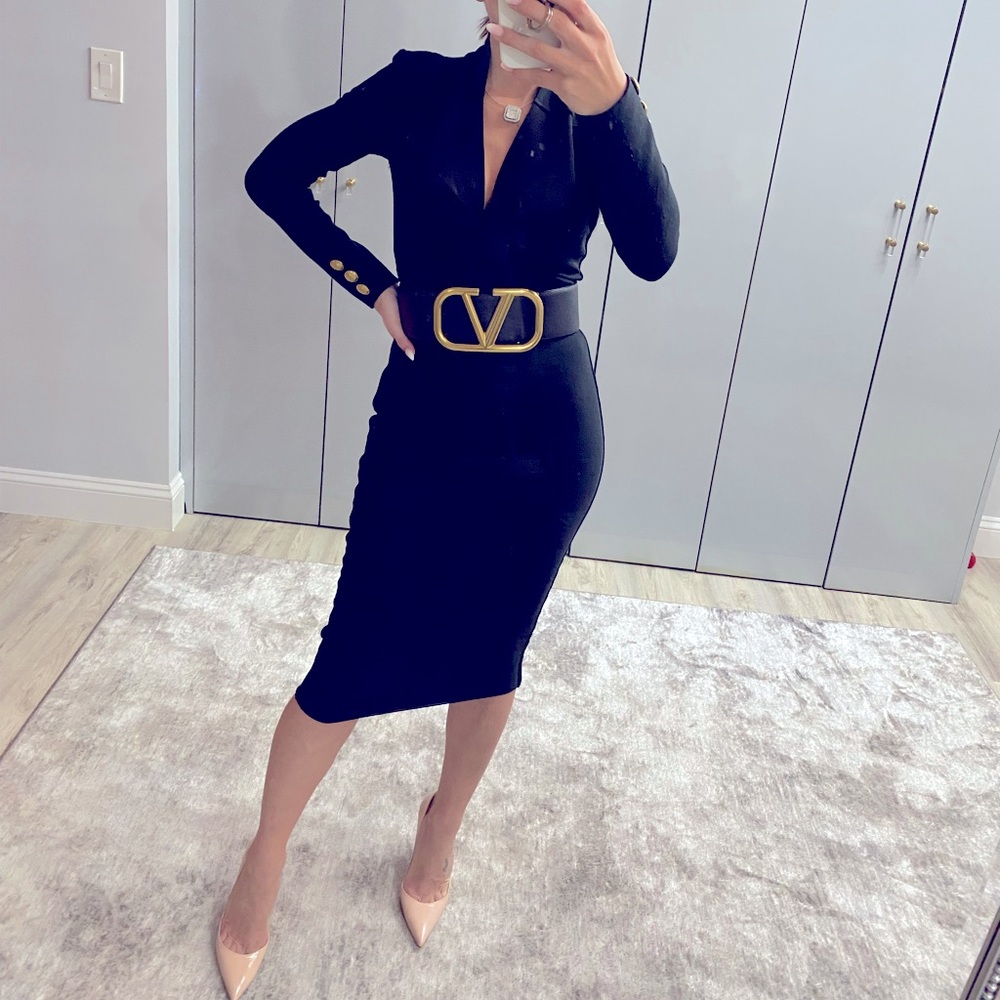 Black Midi Bondage Dress XS